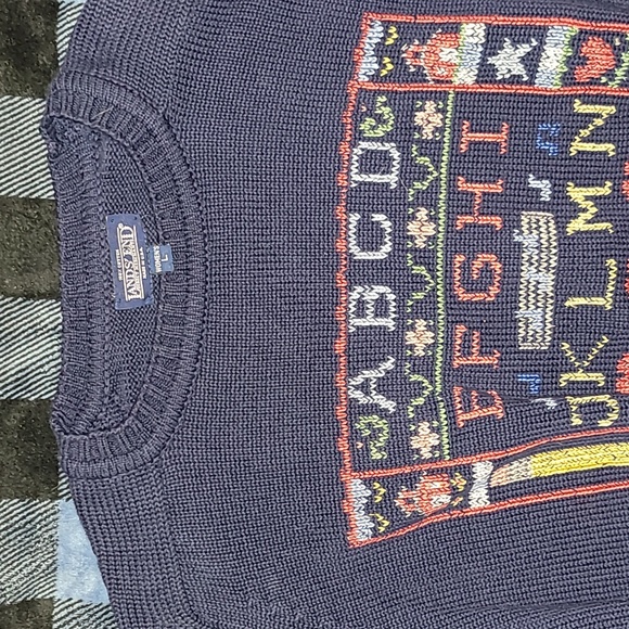 Vintage.  Made in USA. Lands' End Knit Alphabet sweater.  Women's Large. 🔥 - Picture 9 of 15